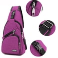 thumbnail image 3 of Spencer Men's Crossbody Sling Backpack Anti Theft Oxford Chest Shoulder Bag Daypack with USB Charging for Travel Camping (6.3*2.7*12.6inch, Purple), 3 of 6