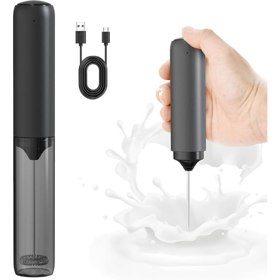Aonhom Rechargeable Milk Frother with Cover, Easy to Carry Drink Mixer Handheld, Electric Frother Wand for Lattes, Cappuccino, Hot Chocolate (Black)