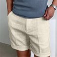 thumbnail image 5 of Mens Stretch Cotton Linen Easy Shorts with Drawstring Elastic Waistband Shorts Summer Casual Lightweight Beach Vacation Linen Shorts Flat Front Cotton Linen Daily Wear Outfit with Pockets,Brown 3XL, 5 of 5