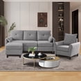 thumbnail image 2 of Soscana Living Room Furniture Set,Convertible Sectional Sofa with Storage Ottoman and Accent Chair,Modern Linen 4 Seat L Shaped Couch Sofa Set with Side Pocket for Living Room,Office,Apartment,Studio, 2 of 9