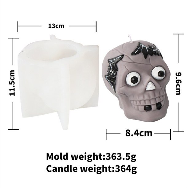 Molde de silicona de cabeza de calavera de llama 3D, molde cilíndrico para pastel de chocolate, Molde de resina decorativa para Halloween