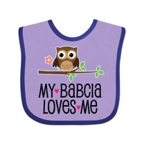 Inktastic My Babcia Loves Me Girls Owl Girls Baby Bib