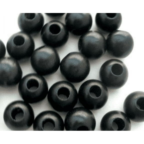 Pkg Wood Beads 20mm 8ct Black