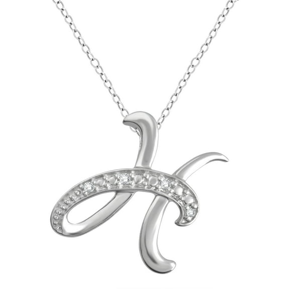 Diamond Accent Sterling Silver "H" Initial Pendant, 18" Chain