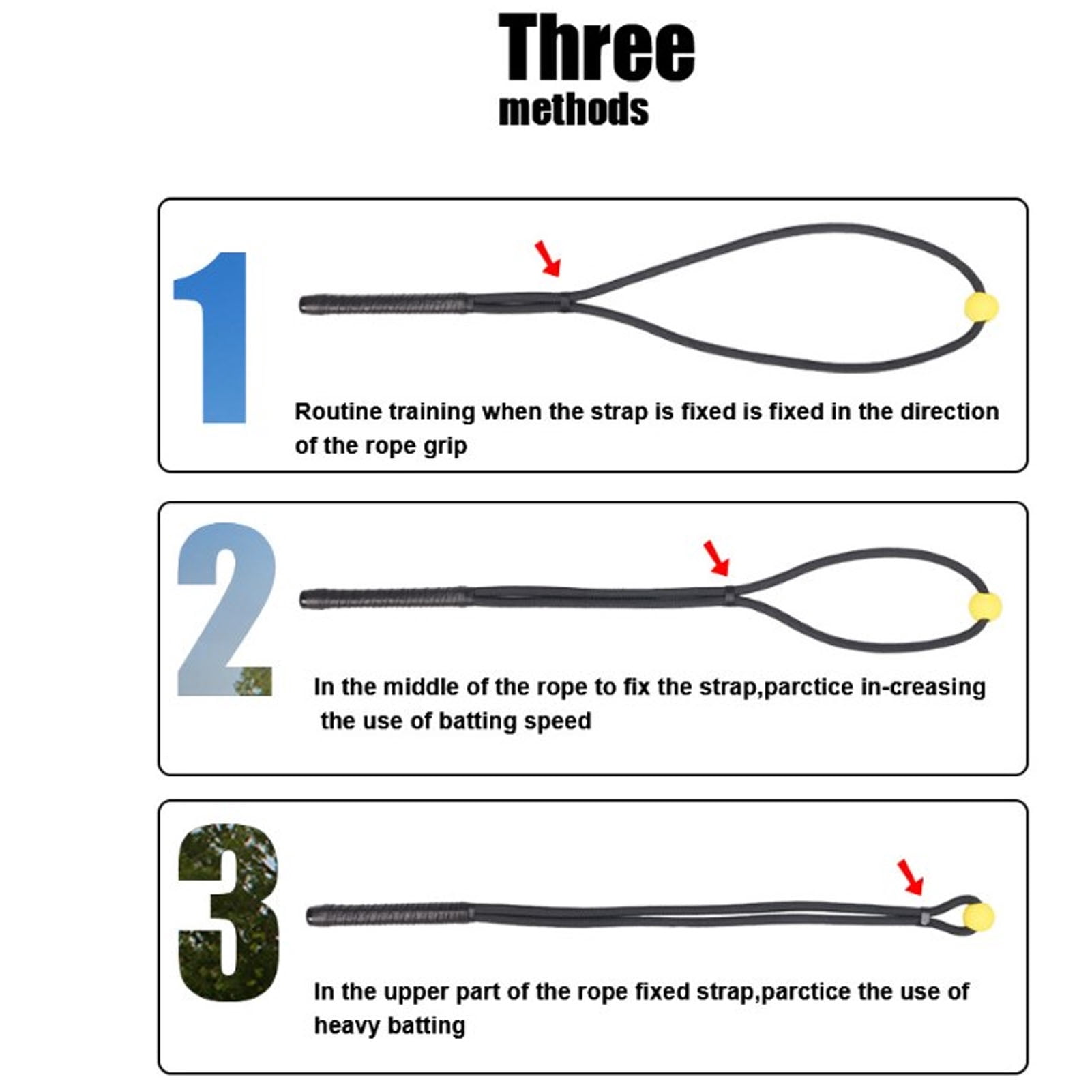Rupoun Golf Swing Training Aid Nylon Rubber Comfortable Grip Club Swing Rope for Correcting Posture Black