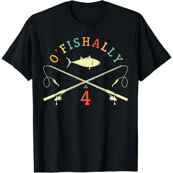 O-Fishally 4 Years Old Fisherman 4th Birthday Fishing T-Shirt