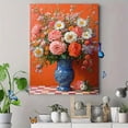 thumbnail image 4 of UXIEQU 2D Flat Vibrant Floral Rose Wall Art, Checkerboard Table Coral Backdrop Print, 15.75x11.81 Inches Home Wall Decor, 4 of 8