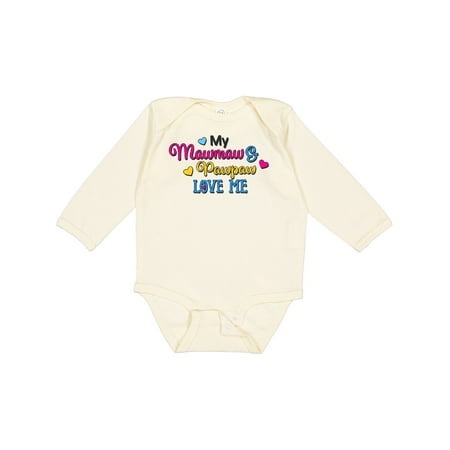 

Inktastic My Mawmaw and Pawpaw Love Me with Hearts Gift Baby Boy or Baby Girl Long Sleeve Bodysuit