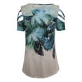 thumbnail image 5 of ICHUANYI Clearance Fashion Women Hollow Out Print V-Neck T-Shirt Short Sleeve Casual Blouse(Green, XL) ICHUANYI WER2023081502480, 5 of 5