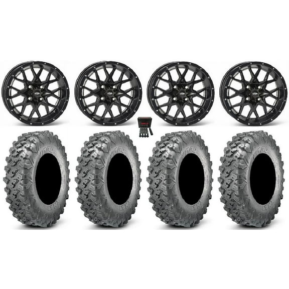 ITP Hurricane 14" Wheels Black 30" Lynx SXS Tires Yamaha Viking Wolverine YXZ1000R CFMoto ZForce 950 UForce 1000