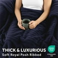 thumbnail image 4 of Sunbeam Royal Posh Velvet Heated Throw Electric Blanket, 50" x 60", 4 Heat Settings, 4-Hour Auto Shut-Off, Warming Throw for Couch, Fast Heating, Machine Washable, Warm and Cozy, Ribbed Admiral Blue, 4 of 19