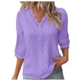 thumbnail image 2 of Blusa de manga 3/4 con aberturas para mujer, primavera-verano: estilo resort elegante, influencia de la moda europea, tejido de poliéster., 2 of 5