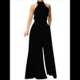thumbnail image 1 of Elegantes para Mujer, para Fiestas de Noche, Invitadas de Boda, Grandes, Sin Mangas, Pantalones Largos de Pierna Negro Puro L, 1 of 5