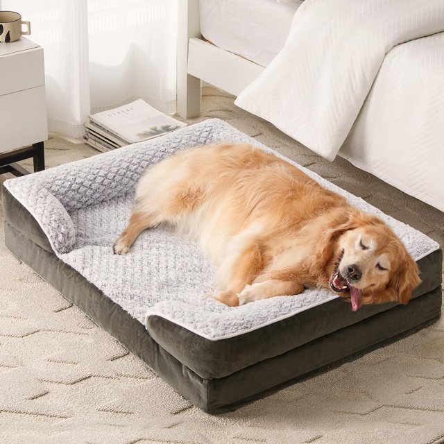 Lextro Cama Ortopédica Para Perros Grandes Cama De Espuma Con Forma De Caja De Huevos Para Perros Grandes Equipada Con Funda De Almohada Impermeable Extraíble Y Cama Para Mascotas Con Fondo Antidesliz
