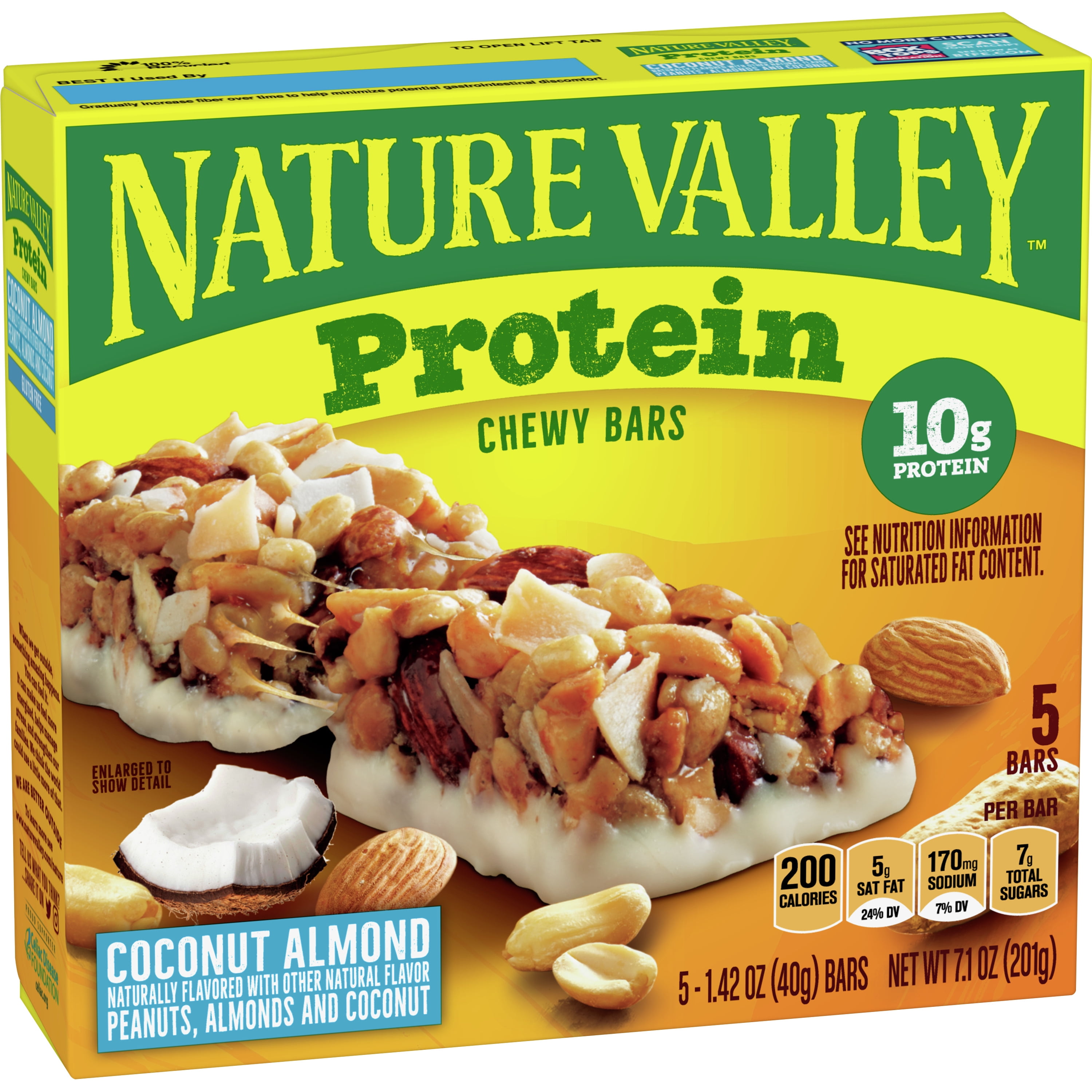 Nature Valley Protein Chewy Granola Bars, Coconut Almond, Gluten Free, 5 Bars