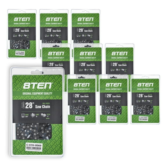 Full Chisel Chainsaw Chain 28 inch .050 3/8 93DL for Echo Husqvarna 10 Pack 810-CCC2281H