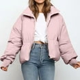 thumbnail image 5 of Juebong Women Winter Down Puffer Coat Wind Resistant Insulated Warm Jackets Trendy Fashion Zip Up Bubble Quilted Jacket Outerwear Pink,L, 5 of 8