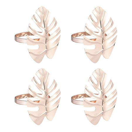 

Frcolor Napkin Ring Rings Buckle Table Leaf Holder Party Leaves Wedding Palm Summer Metal Alloy Decorations Monstera Towel Luau