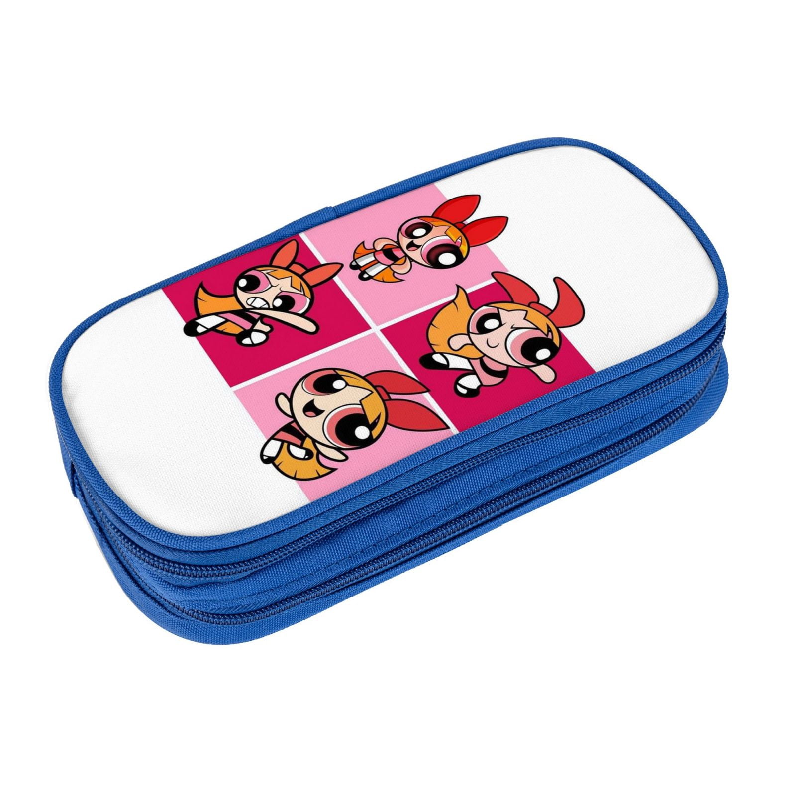 The Powerpuff Gi-rls Pencil Case Large Capacity Pencil Pouch Penbag Office Stationery Organizer Travel Makeup Bag Blue