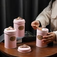 thumbnail image 5 of Fiocias 3 Pieces Kitchen Tea Coffee Sugar Container with Handle Airtight Lid Storage Jar Pink, 5 of 8