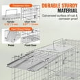 thumbnail image 4 of VEVOR Live Animal Cage Trap, 24" x 8" x 8" Humane Cat Trap Galvanized Iron, Folding Animal Trap with Handle for Rabbits, Stray Cats, Squirrels, Raccoons, Groundhogs and Opossums, 4 of 9