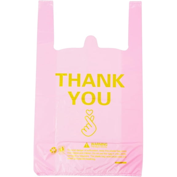 Thank You T Shirt Bag Plastic Grocery Bag for Small Business Plastic Shopping Bag with Handle -