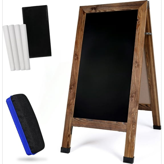 40" x 20" Outdoor Sign - Double Sided A-Frame Chalkboard with Chalk and Accessories