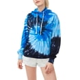 thumbnail image 1 of Women Hoodie Sweatshirts Drawstring Casual Tunic Long Sleeve Tie Dye Pullover Top, 1 of 3
