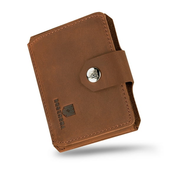 IWANTIT Small Wallet Leather RFID Wallets Slim Mens Credit Card Holders for 6-8 Cards(Brown)