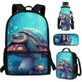 thumbnail image 7 of Yuyamidu Sea Turtle Backpack with Lunch Bag Set of 4 Mushroom Bookbag for Girls with Lunch Box Boyg Bookbag for Kids Middle School Book Bag Lunch Tote Pencil Case Water Bottle Bag, Blue, 7 of 7