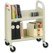 Bretford BRER227 Steel Slant Shelf Single-Sided Book Cart/Stand - Putty