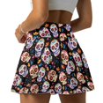 thumbnail image 4 of HELLHERO Sugar Skull Pattern Polyester Spandex Blend Tennis Skirt with Built-in Shorts, Flowy 2 Side Pockets Athletic Skort for Golf Pickleball Daily Wear, 4 of 9