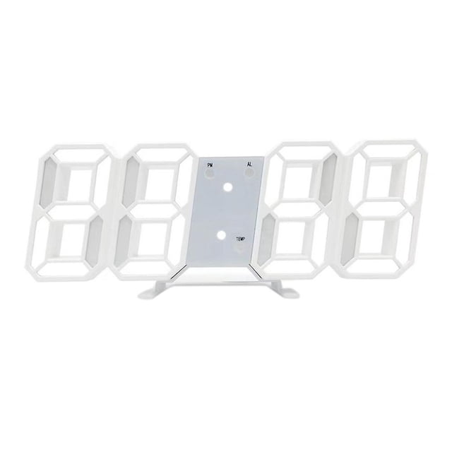 Reloj de pared/escritorio LED digital 3D, alarma, dígitos grandes, brillo automático, USB, temperatura