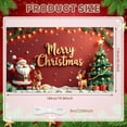 thumbnail image 2 of Red Background Christmas Banner Gold Lettering Xmas Display Santa Claus Design Reindeer Pattern Holiday Backdrop for Christmas Party Indoor Celebration Family Event, 2 of 9