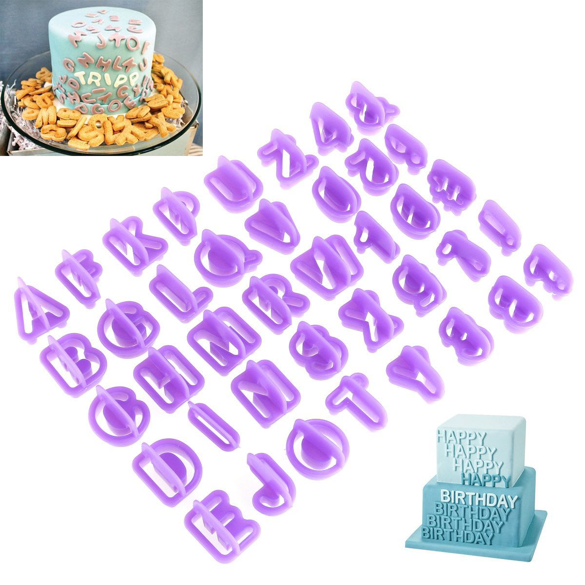 40pcs Alphabet Numéro Lettre Fondant Gâteau Décoration ensemble Icing Cutter Mold Mould