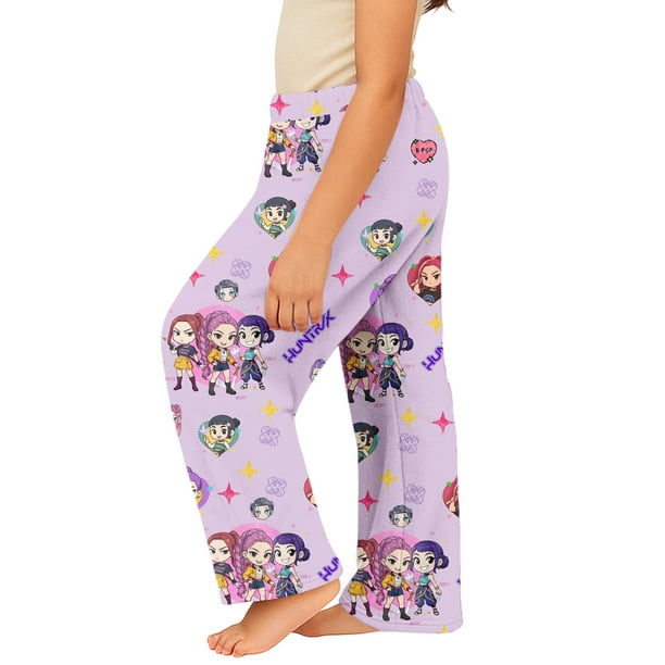 Pop cazadora para niña Demo-n Pajama Pants Hunters,HUNTR/X Rumi,Mire Zoeyy Kids Long Sleeve Pajamas,Family Matching Pajamas with Cartoon Print Soft Breathable Sleepwear for Nightwear