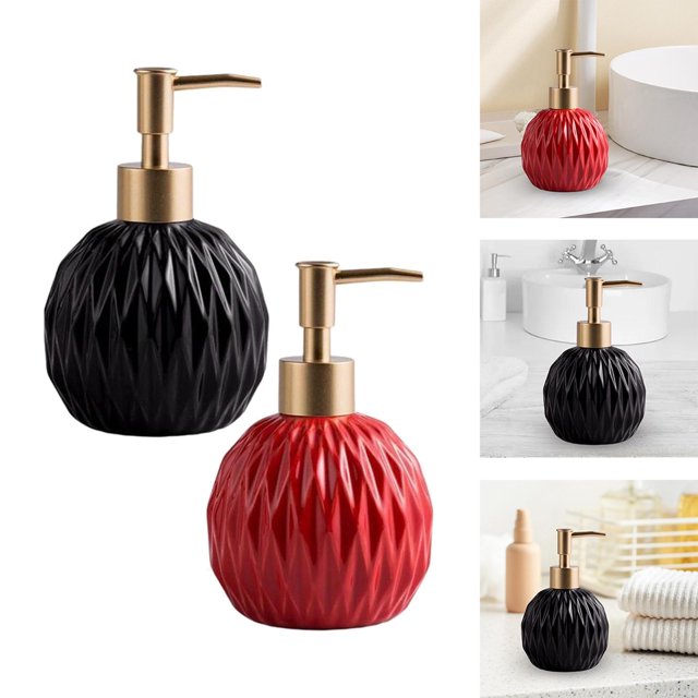 Dispensador de jabón de cerámica de 2 piezas, bomba de mano, botella recargable ligera, duradera, portátil, reutilizable, para baño, hotel, decoración del hogar, tienda de ducha Macarena botella dispensadora de jabón