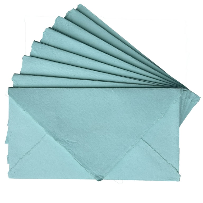 Handmade Cotton Rag Textured Paper Envelopes Deckle Edge-Thick 150 GSM  Recycled Khadi Paper-Baby Blue, Size: 9x5, Pack of: 10- (ENVL-D-101) 