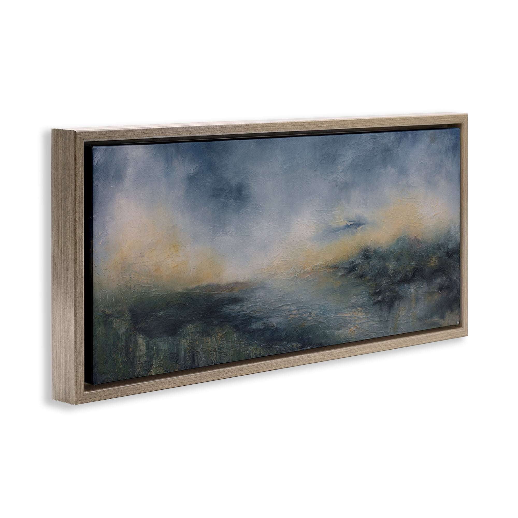 Stupell Industries Fame Islands Abstraction Abstract Painting Brown Floater Framed Canvas Art Print Wall Art, 25 x 11