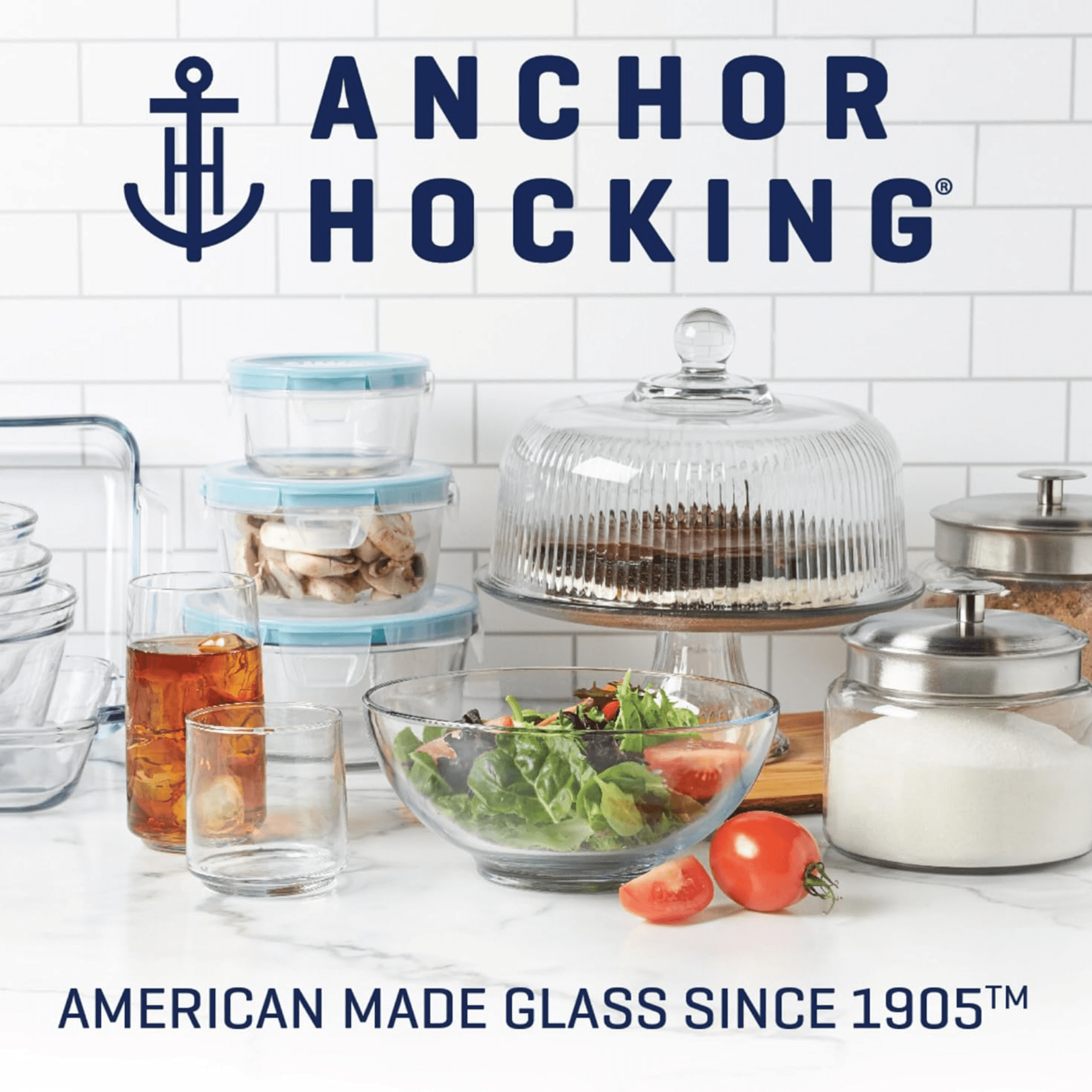 Anchor Hocking Glass Food Storage Container with Lid, 4 Cup Round