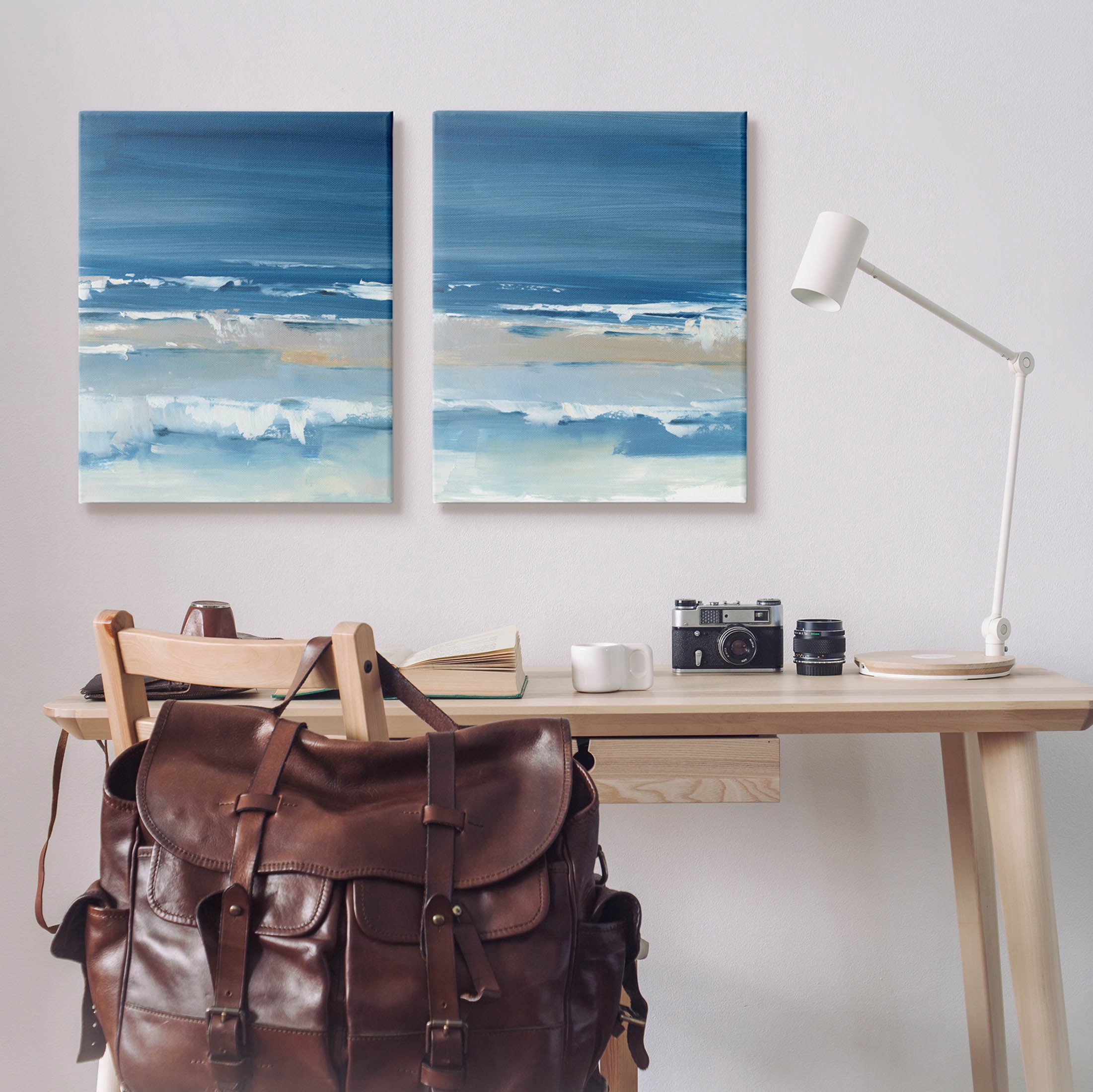 Stupell Industries Crashing Beach Wave Shore Painting Gallery Wrapped Canvas Print Wall Art, Set of 2, Design by Ethan Harper