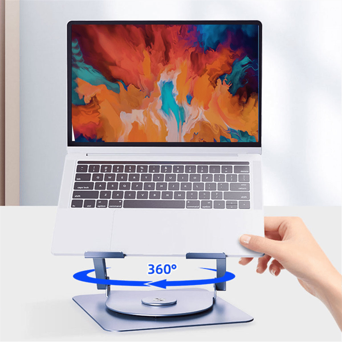 Aluminum Alloy Laptop Stand 360° Rotatable Notebook Holder Liftable Stand for PC Laptop Bracket Tablet Computer-Silver