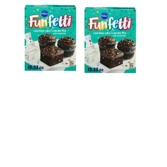 Pack of 2 Funfetti Chocolate Cake Mix with Candy Bits, 15.25 Oz Box