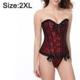 thumbnail image 2 of Top de corsé de encaje para mujer Corsés y bustiers de talla grande Lencería floral - Rojo, 2 of 5