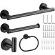 thumbnail image 1 of 4 Piezas Juego de Accesorios de baño,304 Acero Inoxidable Juego de Accesorios de Baño,Toallero+Portarrollos para Papel+Toallero en Forma de Anillo + Gancho Adhesivo,para Baño,Cocina(Negro), 1 of 4