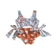 thumbnail image 1 of Maillot de Bain Sans Manches pour Filles Imprimé Crème Glacée Patchwork Creux, 1 of 8