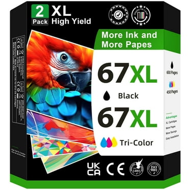 67XL Ink Cartridges Compatible for HP DeskJet DeskJet 2720 2721 2722 Envy 6010 6020 6022 Printer