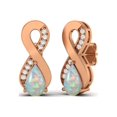 thumbnail image 2 of 925 Sterling Silver Rose Vermeil 8x5mm Pear Opal Open Infinity Valentines Day Gifts Women Earrings, 2 of 4