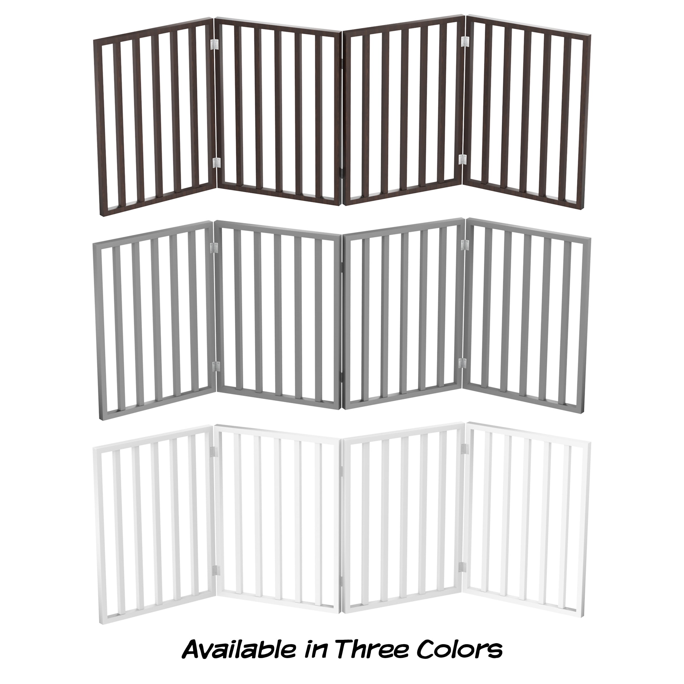 Pet Gate - 4-Panel 72x24 inch Indoor Foldable Wooden Dog & Cat Gate, Freestanding Accordion Safety Fence for Stairs, Hallways & Doorways, No Tools Required, Pet Barrier by PETMAKER (Brown)