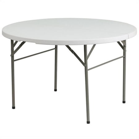 Pemberly Row 60.5 Round Bi-Fold Granite Folding Table in White